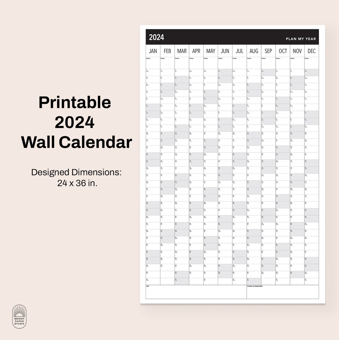 Large Vertical 2024 Wall Calendar Printable | 2024 Wall Planner ...