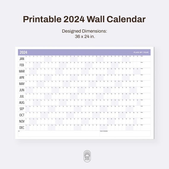 Large Lavender 2024 Wall Calendar Printable 2024 Wall Planner Purple Annual  Planner Yearly Planner Giant Calendar Print Download - Etsy