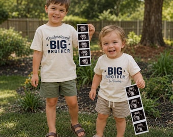 T-shirt voor Big Brother, bijpassende set voor professionele Big Brother en Big Brother in opleiding, T-shirt voor zwangerschapsaankondiging van twee broers