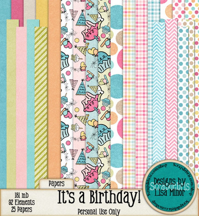 It's a Birthday Digital Scrapbook Kit Instant Download Etsy