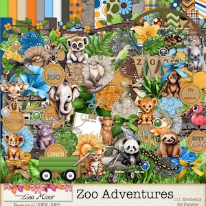 Zoo Adventures~Digital Scrapbook Kit~Instant Download