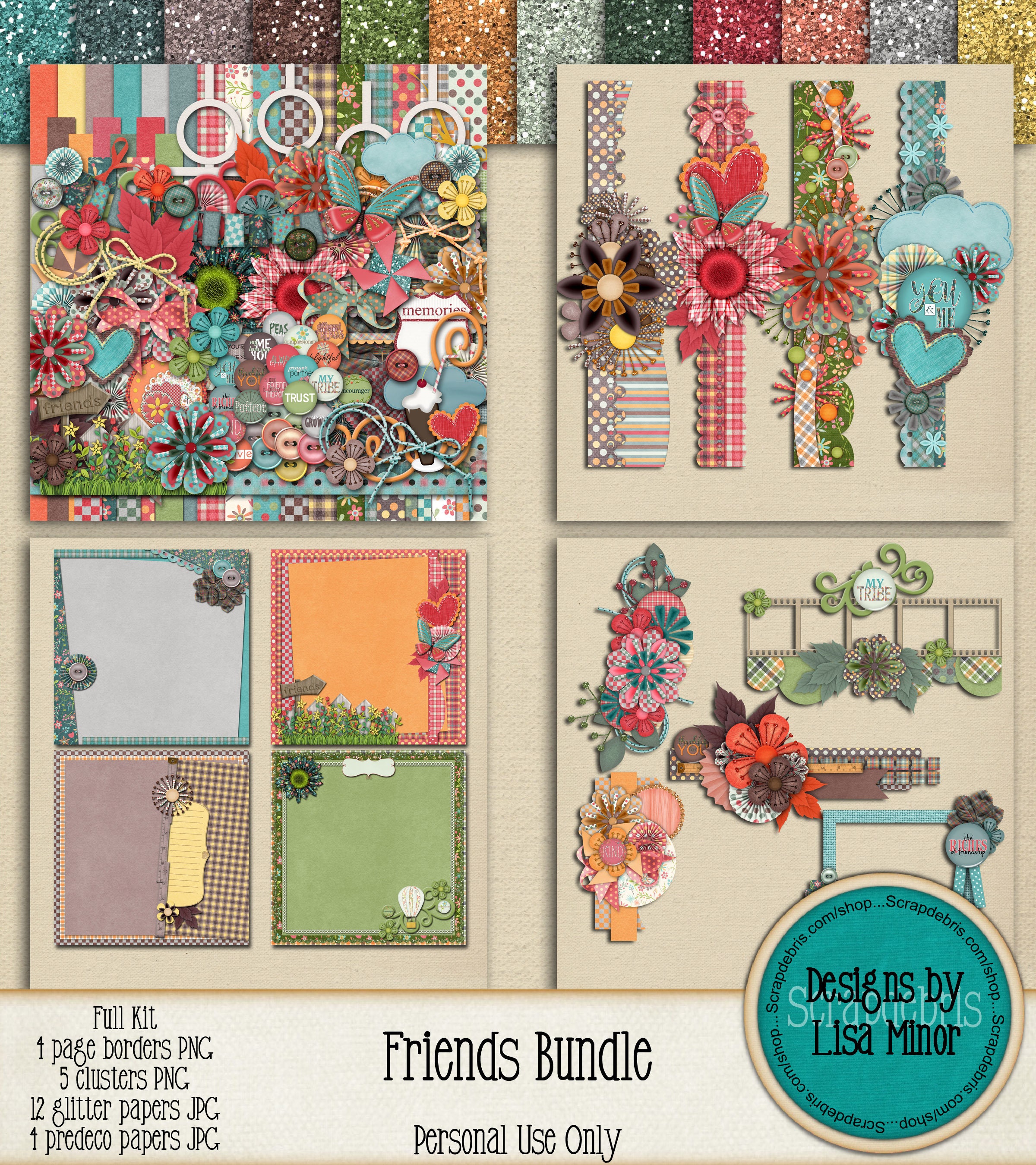Friends BUNDLE Scrapbook Collection Digital Scrapbook Kit Etsy