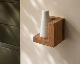 Small Oak Wall Shelf | Minimalist Bathroom Shelf | Wall Mounted Storage Kitchen | Japandi Organizer | Handmade Natural Wood Decor Livingroom