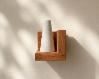 Kleines Wandregal aus Eiche | Minimalistisches Badregal | Wandaufbewahrung für Küche | Japandi Organizer | Handgemachte Holzdeko Wohnzimmer