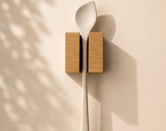 Kitchen Utensil Holder | Minimal Wooden Kitchen Organizer | Wall Storage | No drill mounting for wall | Handmade Natural Kitchen Decor
