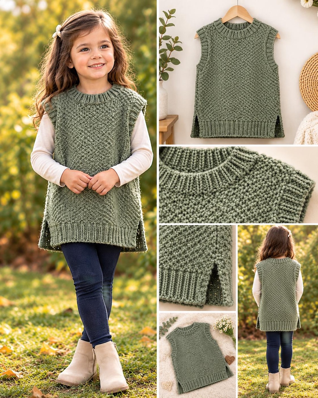 Knit Pattern Spring Vest Meadowside Kids Tunic Vest Knitting Pattern PDF | Sizes 2-9 Years ...