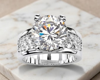 Platinum-Plated Round Engagement Ring Cubic Zirconia (7 cttw TDW)