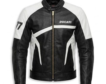 Ducati 77 Lederjacke, MotoGP Racing Biker Superbike Reiter Mantel