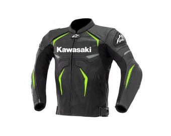 Schwarze Kawasaki Motorradjacke, MotoGP Biker Reitausrüstung, Sportbike Rider Jacke