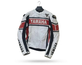 Yamaha Racing Cowhide Leather Jacket, CE Armored Motorcycle Biker Gear