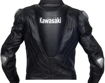 Kawasaki Ninja Racing Lederjacke, Rindsleder Motorrad Biker Reitausrüstung