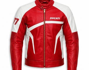 Ducati Red Leather Racing Jacke, MotoGP Motorrad Biker Reitausrüstung