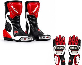 Ducati Motorrad-Stiefel & Handschuhe Set, Schutzkleidung für Biker