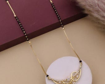 CZ Diamond Floral Pendant Mangalsutra