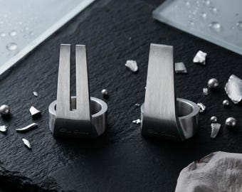 Gothic Titan Ring, RO Style Brutalist Bandring, klobige dunkle Aussage Herren Schmuck, industrieller skulpturaler Ring, Y2K Punk