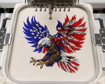 Amerykański orzeł, patriotyczny haft z flagą orła USA, ptak, Dzień Niepodległości, 4 lipca, amerykańska duma, haft, prezent