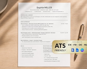 ATS Resume Template Bundle | en, fr, de, nl CV | Cover Letter, Relocation Guide (Digital Download)