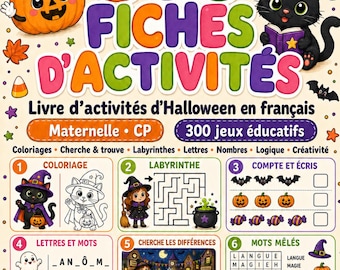 300 Halloween Activity Sheets CP Kindergarten | Math, Graphism, French (PDF Download)