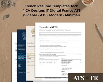 French Tech Resume Templates | 4 ATS CV Designs (Word, PDF)