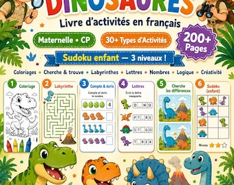 200+ Activity Sheets CP Kindergarten | Math, Graphism, French, Sudoku, Dinos (PDF Download)