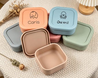Kids Silicone Bento Box, Personalized Engraved Daily Meal Container