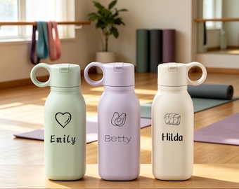 Custom Name Silicone Sports Water Bottle, Personalized Kids School Hydration Gift,Christmas gifts