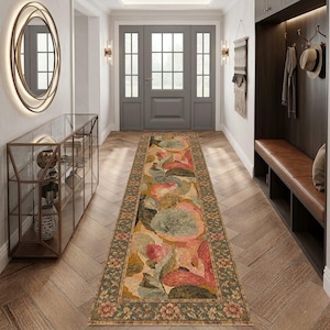 Tapis de couloir fleuri vintage, tapis de couloir imprimé, tapis d'entrée style cottagecore, tapis de chambre esthétique, tapis long bohème