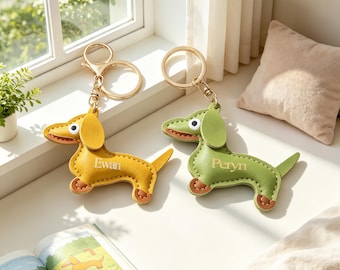Chaveiro personalizado de Dachshund, presente em aço inoxidável para mãe de cachorro.