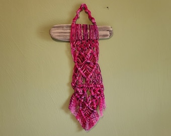 Hand Dyed Macrame Hearts Wall Hanging