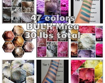Over 900 Dollars Worth of Mica! 47 colors, 30 pounds BULK assorted Mica Powders DESTASH