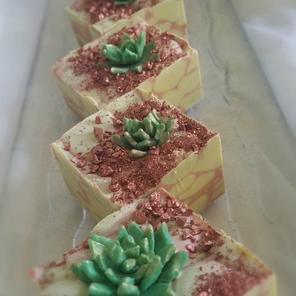 Succulence-Cold Process Castile Soap with Hand Sculpted Soap Succulents