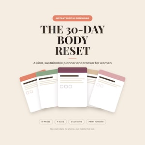 30-Day Body Reset Planner | Habit, Fat Loss, Meal Tracker (Printable PDF)