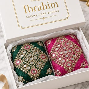 Juego de fundas de cojín con bordado de espejo pakistaní / Camino de mesa Ajrak estilo boho, cojines decorativos bordados a mano imagen 8