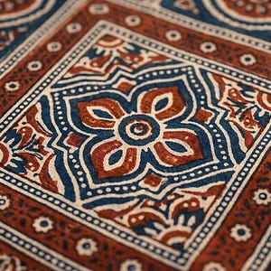 Conjunto de lenços com estampa Sindhi Ajrak | 2 xales tradicionais, estojo para espelho, algodão imagem 5
