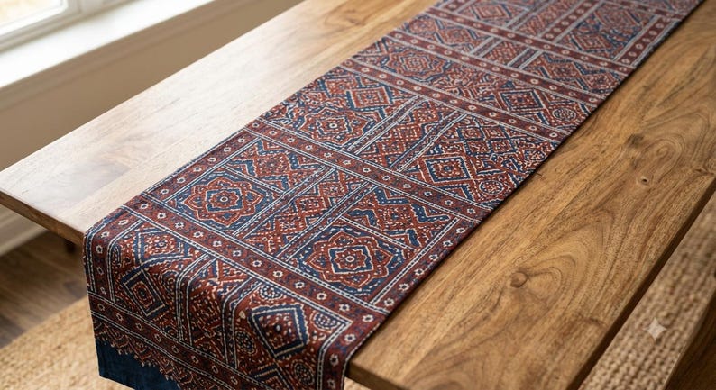 Conjunto de lenços com estampa Sindhi Ajrak | 2 xales tradicionais, estojo para espelho, algodão imagem 14