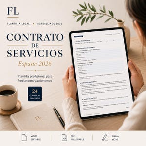 Contrato Freelance para Autónomos en España | Plantilla Word + PDF | Contrato de Prestación de Servicios Editable | RGPD e eIDAS