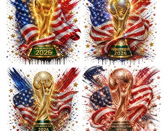 USA World Cup 2026 Trophy PNG, American Flag Soccer Graphic, Football Fan Sublimation Design, Watercolor Sports PNG, Digital Download