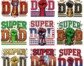 Super Dad PNG Bundle, Superhero Fist Father’s Day Shirt Design, Dad Hero Sublimation Bundle, Digital Download Clipart