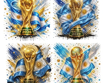 Argentina World Cup 2026 Trophy PNG, Argentina Soccer Champion Design, Football Fan Shirt Sublimation Png, Soccer Fan PNG, Digital Download