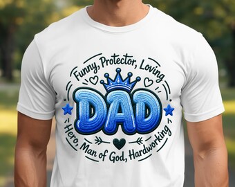 King Dad Faux Yarn PNG, Father’s Day Shirt Design, Luxury Streetwear Dad Shirt Png, Crochet Style Typography PNG, Sublimation Print File