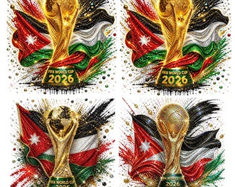Jordan World Cup 2026 Trophy PNG, Jordan Flag Soccer Design, Football Fan Sublimation, World Cup 2026 PNG, Digital Download