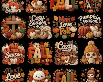 Fall Faux Yarn PNG Bundle, Cozy Pumpkin Season Goose Coquette Bow, Cute Autumn Thanksgiving Shirt Design, Crochet Knit Fall PNG, Sublimation