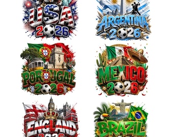 World Cup 2026 Countries PNG Bundle, National Soccer Team Shirt Png,USA Canada Mexico Football, Soccer Fan Sublimation Png, Digital Download