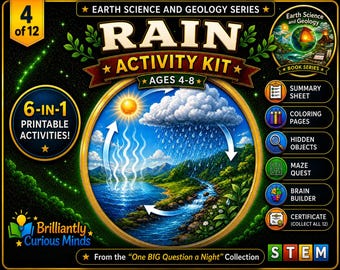 Rain Activity Kit for Kids | Printable Weather STEM Activities | Science Worksheets Ages 4–8