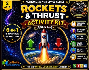 Rocket Activity Kit for Kids | Printable Astronomy STEM Activities | Space Science Worksheets Ages 4–8