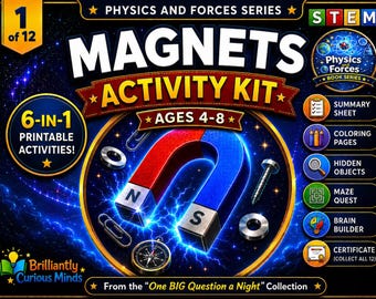 Magnets Activity Kit for Kids | Printable Physics STEM Activities | Science Worksheets Ages 4–8