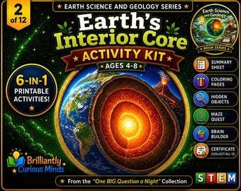 Inside Earth Activity Kit for Kids | Printable Earth Science STEM Activities | Science Worksheets Ages 4–8
