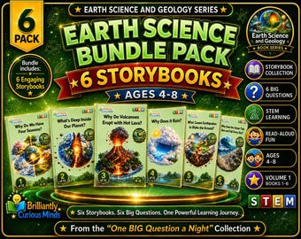 Earth Science and Geology STEM Storybook Bundle Vol. 1, 6 Kids Science Books, Digital PDF, Ages 4-8