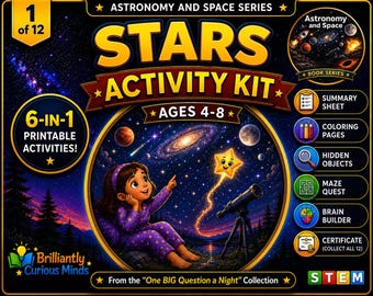 Stars Activity Kit for Kids | Printable Astronomy STEM Activities | Space Science Worksheets Ages 4–8