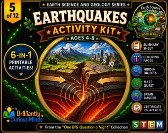 Earthquake Activity Kit for Kids | Printable Earth Science STEM Activities | Science Worksheets Ages 4–8